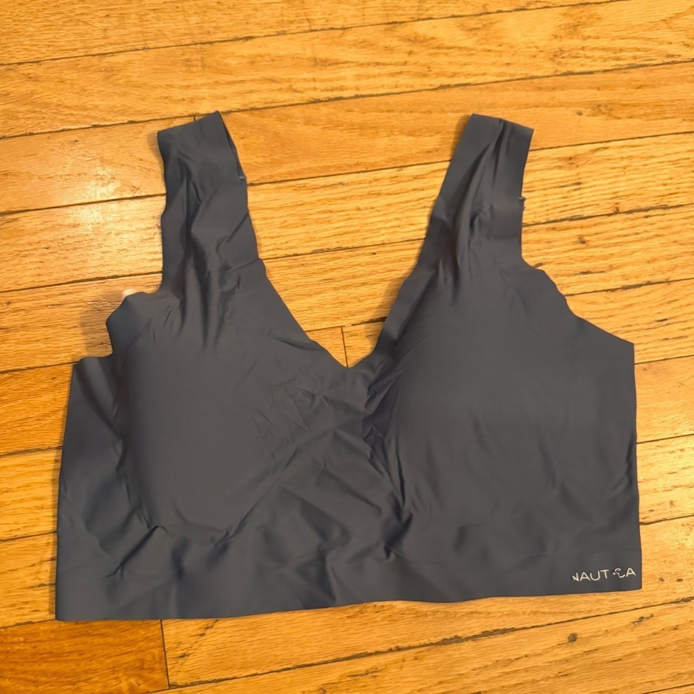 Nautica Intimates Womens 2X Blue Seamless Comfort Bralette V-Neck Style